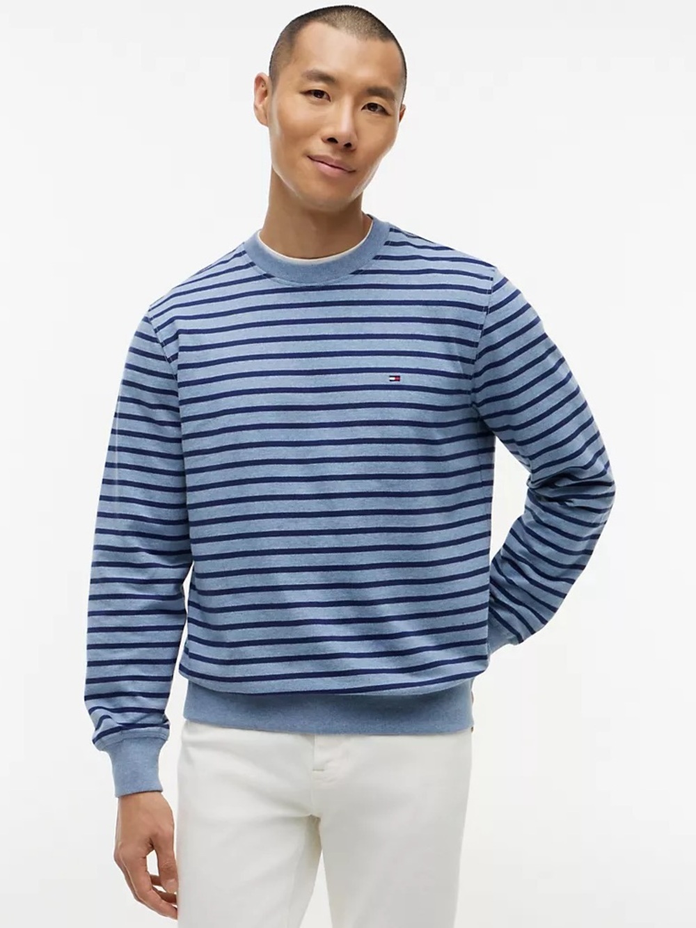 Tommy Hilfiger Striped Terry Crewneck Sweatshirt In Blue - Mens Size XXL
